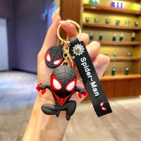 Marvel Black Spider Man Silicone Key Ring Cartoon Anime Keychain Car Pendant Phone Bag Hanging Jewelry Gifts for Kids