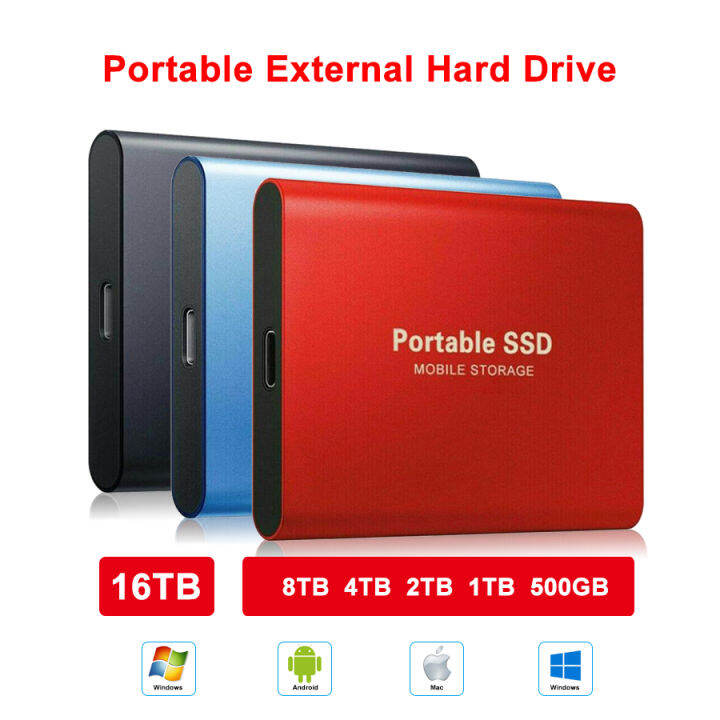 USB 3.1 16TB SSD External Hard Drive Mobile Solid State Hard Disk For