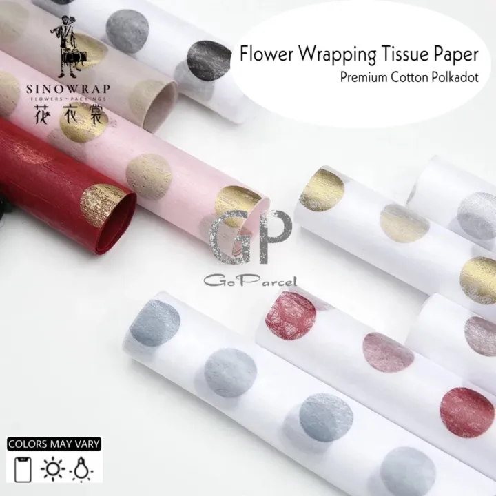 ( 5 Lembar ) PREMIUM COTTON POLKADOT - FLOWER WRAPPING TISSUE PAPER ...