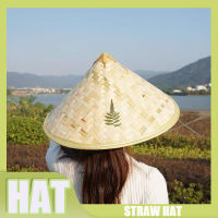 [hot]Chinese Retro Bamboo Rattan Fisherman Hat Handmade Weave Straw Bucket Hat Tourism Rain Dance Props Cone Fishing Sunshade Hat