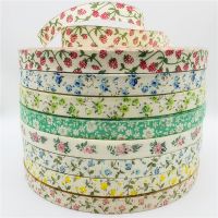 5yards/Lot 15mm Printed Flower Cotton Ribbon Handmade Design For Christmas Decoration DIY Apparel Sewing Fabric