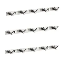 3pcs 16in Hotel Bathroom Towel Hook Stainless Steel Coat Hook Wall-Mounted Hanger 5 V-Shaped Double Hook Towel Rack