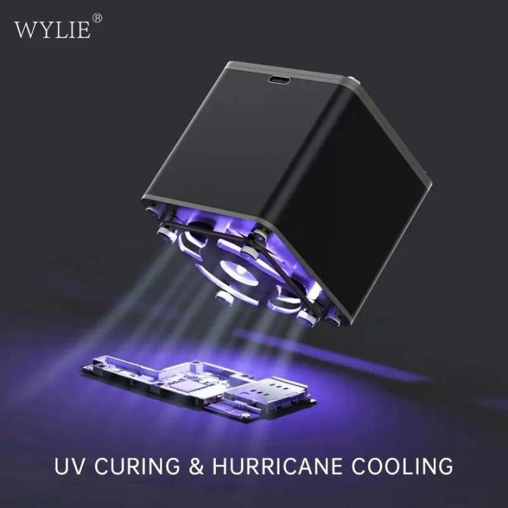 wylie-3w-2-in-1ป้องกันแสง-uv-พายุเฮอริเคนพัดลมทำความเย็นสำหรับซ่อมเมนบอร์ดโทรศัพท์มือถือบ่มกาว-uv-ระบายความร้อนที่ปล่อยควันหลอดไฟยูวี