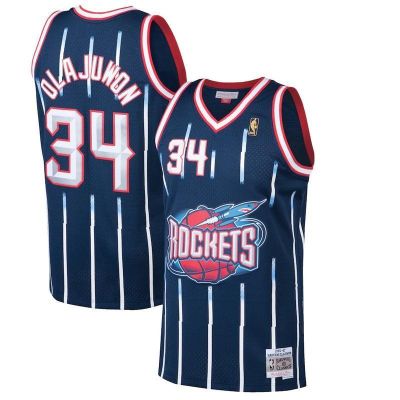 เสื้อยืด ลาย NBA Houston Rockets Hakeem Oolajuwon Mitchell &amp; Ness 1996-97 สําหรับผู้ชาย