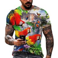 2023Parrot Graphic 3D Print Men T-shirts Summer Fashion Hip Hop Animal Bird Clothing Casual Oversized Streetwear Tops Tees 6XL