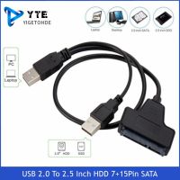 YIGETOHDE Usb To Sata USB 2.0 To 2.5 Inch HDD 7 15Pin SATA Hard Drive Cable Adapter For SATA SSD HDD Adapter USB2.0 Power Supply