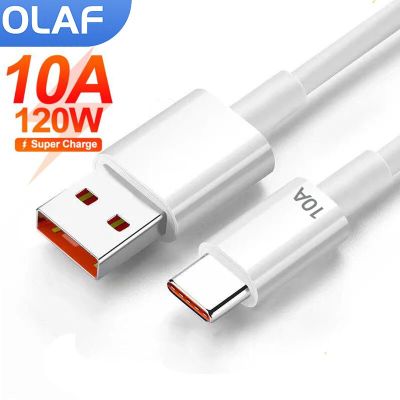 สาย USB ชนิด C 120W 10A OLAF ชาร์จได้เร็วมากสำหรับ Huawei ที่ชาร์จ USBC สายรับส่งข้อมูลสายชาร์จสำหรับซัมซุง Xiaomi POCO Oneplus Tipo C
