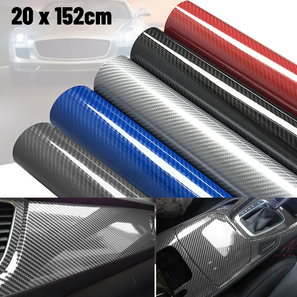 Free Ship 50 152cm Car Styling Diy High Glossy 6d Carbon Fiber Vinyl Wrap Motorcyle Automobiles Sticker And Decals Accessorise Lazada
