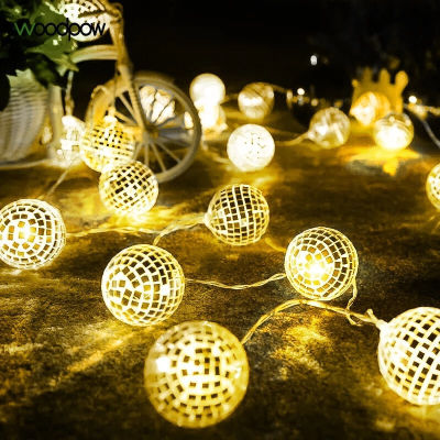 Battery Powered LED Mirror Ball String Lights Stage Reflection Lamp Christmas Fairy Lights for KTV Bar Disco Party Wedding Decor