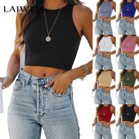 LAIWEIS 2022 new summer new European and American sleeveless round neck I-shaped short solid color vest top women