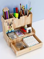 Creative Pen Pencil Holder Receiving Box Desktop Learning Pen Holder Office Desk Organizer Storage Rack Supplies Wood