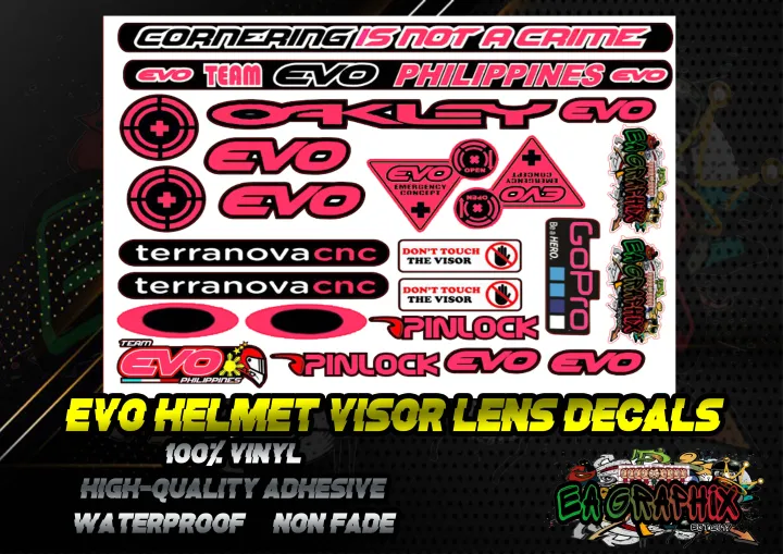 Helmet Lens Visor Sticker Set ( EVO PINK ) Laminated Vinyl / Waterproof