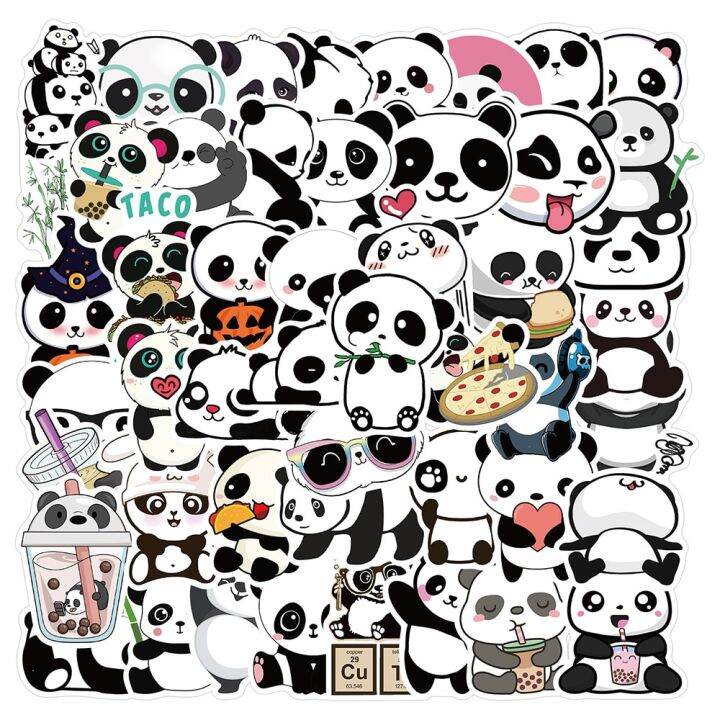 10-30-50pcs-cute-panda-cartoon-animal-stickers-luggage-skateboard-cute-diy-cool-graffiti-waterproof-funny-kid-toy-sticker-decal-stickers-labels