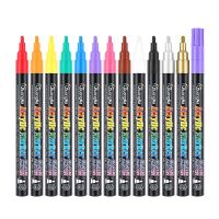 Acrylic Pen Set of 12 Acrylic Paint Marker Pens Art Marker for Fabric Canvas  Art Rock Painting  Card Making  Metal and CeramicsHighlighters  Markers