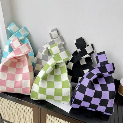 Casual Art Bag Handbag With Competition Style Knitting Bag Simple Tote Bag Open Vest Bag Versatile Cosmetic Bag