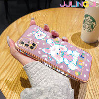 Jjlingji เคส A70s ปลอกสำหรับ Samsung กาแลคซี A71 4G A70กระต่ายสีขาวน่ารักการ์ตูนหรูหราขอบชุบโลหะสี่เหลี่ยมเคสด้านหลังซิลิโคนกันกระแทกเคสป้องกันเลนส์กล้อง