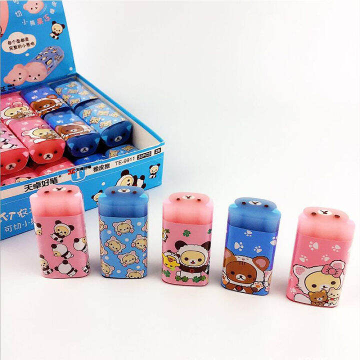 30-pcslot-cartoon-bear-sliced-eraser-cute-writing-drawing-rubber-pencil-erasers-stationery-for-kids-gifts-school-suppies