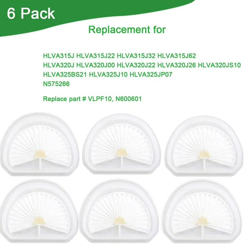 6 Pack Replacement Filter for Black & Decker Dustbuster