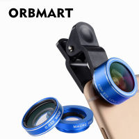 ORBMART 3 In 1เลนส์ศัพท์มือถือ Fish Eye 198องศา Macro 15X 0.63X เลนส์ศัพท์มือถือกว้าง