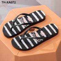 Flip-flops womens striped summer wear soft bottom non-slip bath seaside vacation couples casual flip-flop sandals and slippers men