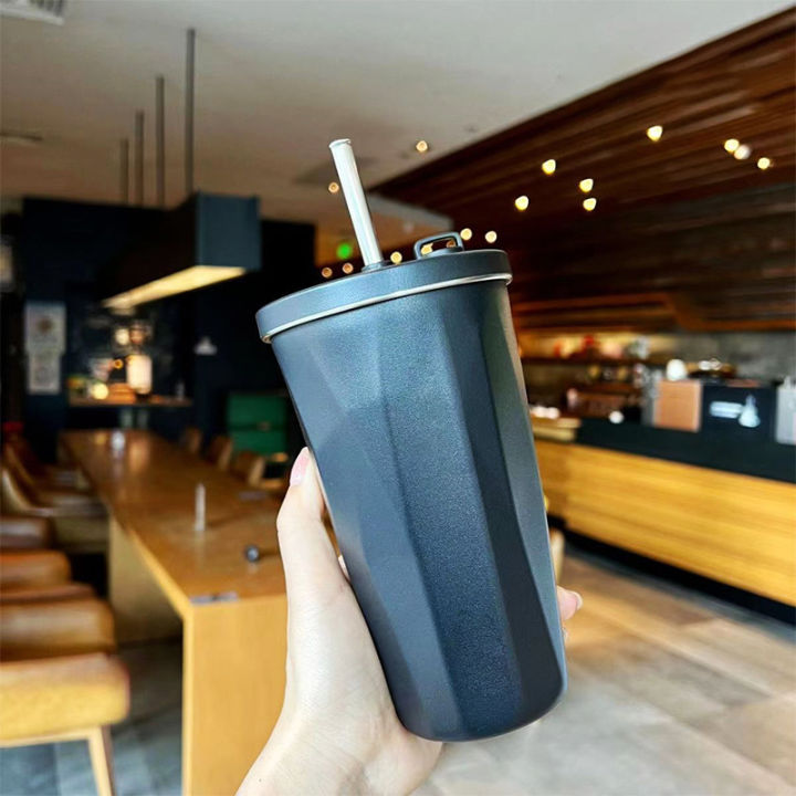 retractable-straw-cup-stainless-steel-coffee-cup-minimalist-straw-cup-vacuum-cup-large-capacity-insulation-cup-high-appearance-coffee-cup