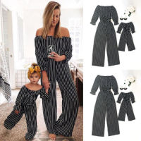 Newest Fashion Stripe Jumpsuit Mother and Daughter Clothes Family Matching Clothes Mommy and Me Clothes Casual Jumpsuit Outfits