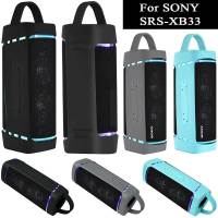 เคสซิลิโคนฝาครอบกลางแจ้งสำหรับ Sony SRS-XB33บลูทูธลำโพงเสริมเคสป้องกันพร้อมที่จับสำหรับการเดินทาง