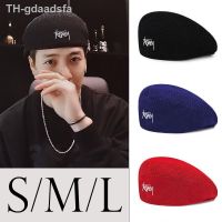 ✧♝▥ Men Big Size Beret Hat Hand Knitted Thin Breathable Mesh Cap Wool Berets Beanie Caps