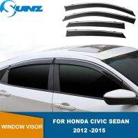 คิ้วกันสาดกระจกรถยนต์สำหรับ Honda Civic 9Th Sedan 2012 2013 2014 2015กระจกหน้ารถดีเฟล็คเตอร์ครอบกระจกรถยนต์สำหรับกันน้ำฝน