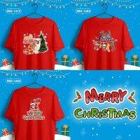 ขายร้อน ใหม่! เสื้อคริสต์มาส เสื้อยืดสีแดง คอกลม Christmas ชุดคริสต์มาสสุดปัง รหัส  เสื้อยืดผ้าฝ้ายแท้