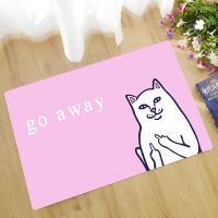 【SALES】 Entrance Door Mat Black Cat Go Away Home Modern Absorbent Mat Bathroom Mat Rugs Carpet Floormat Bedside Mat Doormat Furry Mat