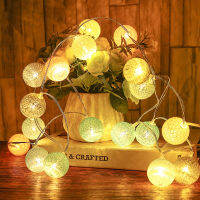 20LED Cotton Ball Garlands Fairy ไฟ USB Powered String คริสต์มาสวันหยุดงานแต่งงานตกแต่งปาร์ตี้กลางแจ้ง Navidad Garden Lights