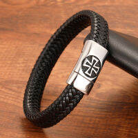 Christ Cross สร้อยข้อมือหนังแท้สำหรับผู้ชาย Magnetic Stainless Steel Clasp Exclusive Jewellery Gift Wholesale Dropping