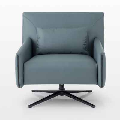 modernform เก้าอี้พักผ่อน รุ่น CHUS ขาเหล็กดำ หุ้มหนังสีน้ำเงิน