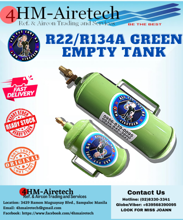 FOURHM R22/R134A GREEN EMPTY TANK FREON 1.5KG/2.5KG Lazada PH