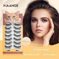 MAANGE 10คู่ของแมวชนิดบรรจุกล่องขนตาปลอมธรรมชาติ,3D ไฟเบอร์จำลองมิงค์วัสดุ C องศาหยิกธรรมชาติหนาความยาว7มิลลิเมตร-19มิลลิเมตร