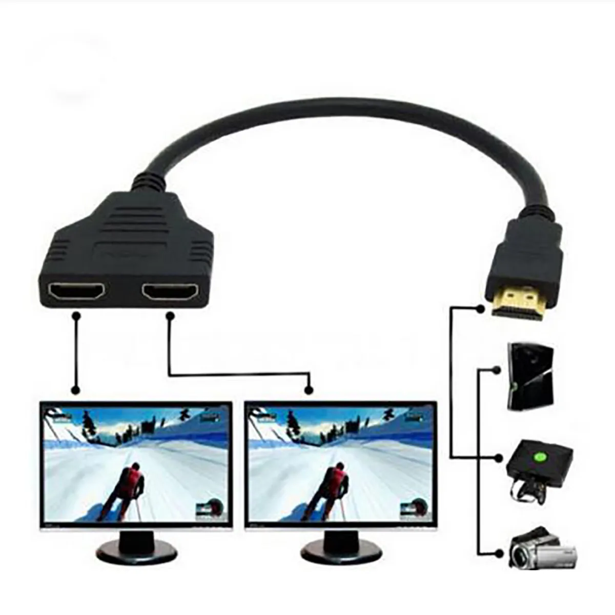 øjeblikkelig Harmoni For tidlig New HDMI Cable Splitter Cable 1 Male To Dual HDMI 2 Female Y Splitter  Adapter | Lazada Singapore