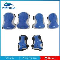 【NATA】 [Perfeclan] 6 Pcs Adult Roller Skating Safety Knee Wrist Guard Elbow Pad Blue