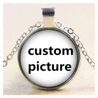 Personalized Photo Custom pictures glass cabochon Necklace Pendant Charms silver plated BronzeCrystal Pendant DIY Jewelry