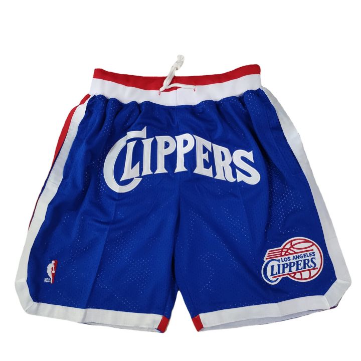 2023เสื้อผ้าบาสเก็ตบอล-just-don-ball-กางเกง-clippers-สีฟ้ากระเป๋ากางเกงกีฬากางเกงบาสเก็ตบอลกางเกงขาสั้น