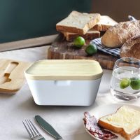 Heat Kitchen Countertop Refrigerator Household Multifunctional Butter Dish With Lid Porcelain Keeper Covered Butter Container