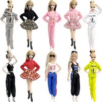 NK 1 Pcs Fashion Outfit Dollhouse Casual Sports Wear Yoga Dress Gym Hooded Clothes for Barbie Doll Accessories Kids Toys JJ