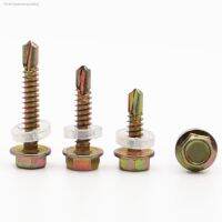 ❣ M5 Color Zinc External Hexagon Drilling Screws Dovetail Screw Padded Blacksmith Self Tapping Screw Length 20-80mm