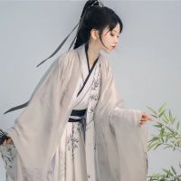 Hanfu ราชวงค์ชองโบราณคอปกเอว Wei Jin สไตล์ศิลปะการต่อสู้โบราณชายและหญิงชุดเดรสเหมือนกัน Super Fairy