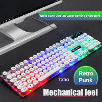 New Wired Punk Mechanical Felling Keyboard 104 Keys USB Retro Gaming Keyboards Backlit For PC Laptop Gamers Floating Button