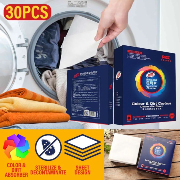 Dye Absorption Sheet 30Pcs Washing Machine Laundry Cloth Color