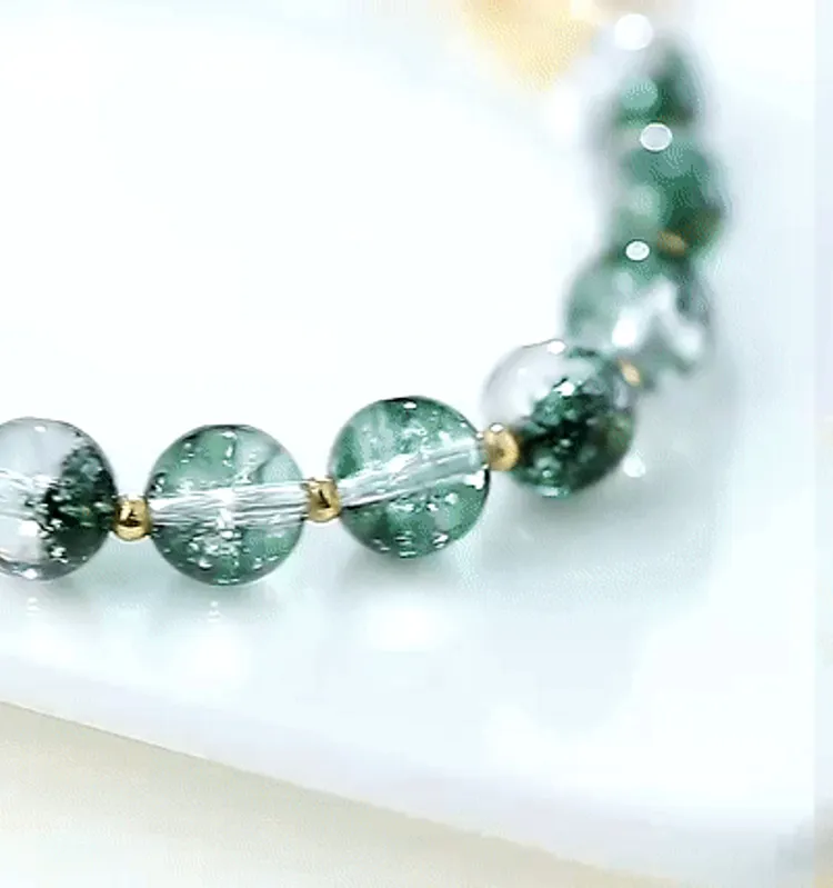 kamian001 Cherry Blossom Bracelet Attracting Wealth and Good Luck Green  Ghost Crystal Bracelet BFF Bracelet