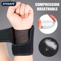 ﹉♘ 1Piece Sports Adjustable Breathable Wrist Brace Wrap with Spring Support for Basketball Gym Training Safety Hand Bands Men Woman