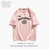 HUANGYOYO เสื้อยืดแขนสั้นสำหรับผู้หญิง100% ผ้าฝ้ายลำลองตัวอักษรบุคลิกภาพ