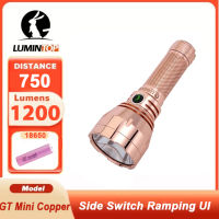 Lumintop GT ไฟฉายขนาดเล็กพร้อมแบตเตอรี่18650ทองแดง/ทองเหลืองพร้อมไฟ LED NM1พร้อมไฟฉายค้นหาระยะไกล1050เมตร